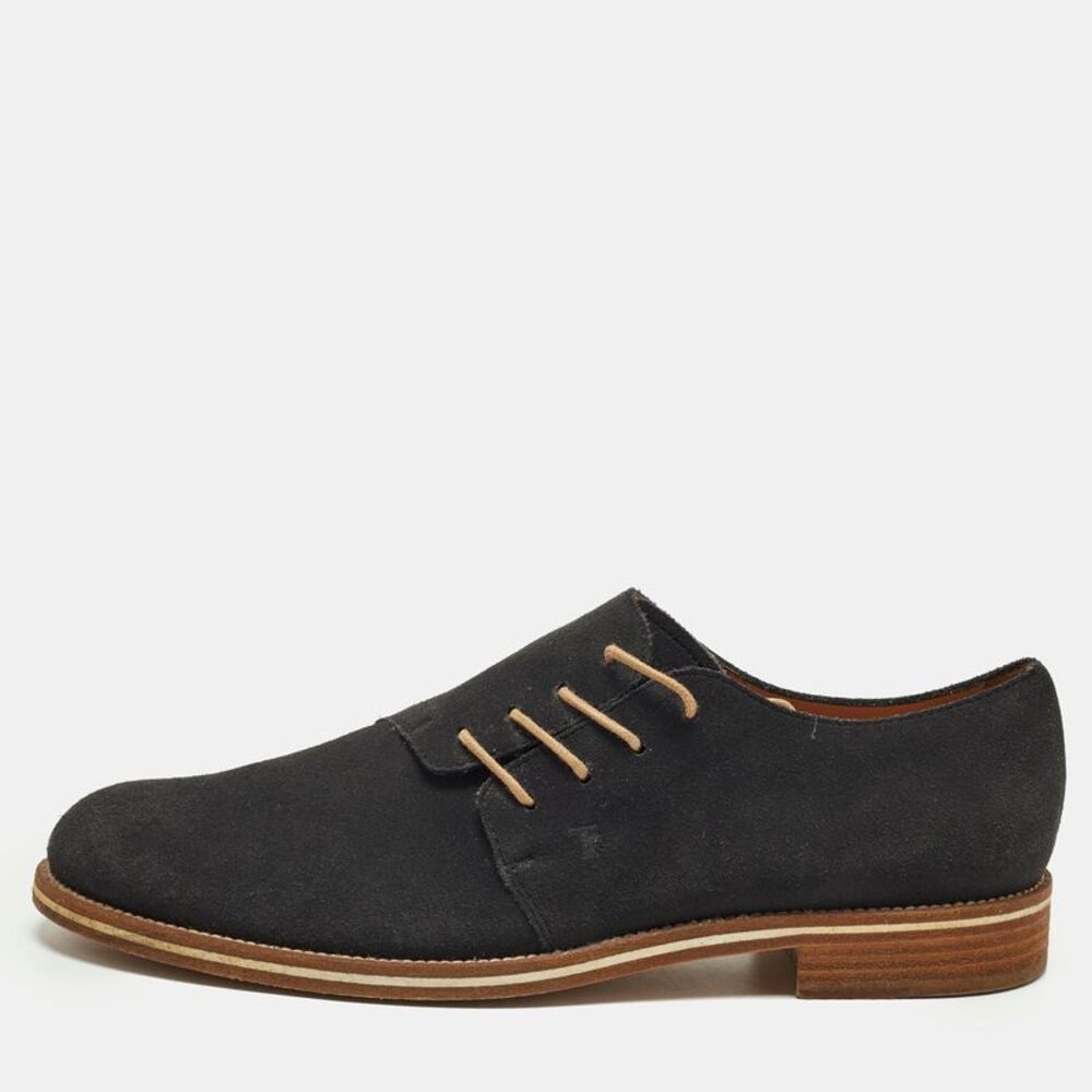 Tod's Size 42.5 Black Suede Lace Up Derby